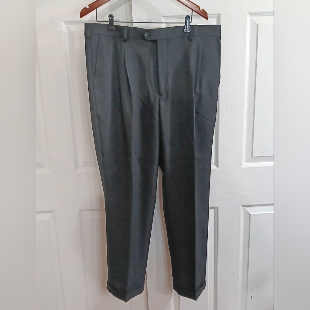 Geoffrey Beene Performance Trouser 40x30 Black Cuffed Preppy Golf